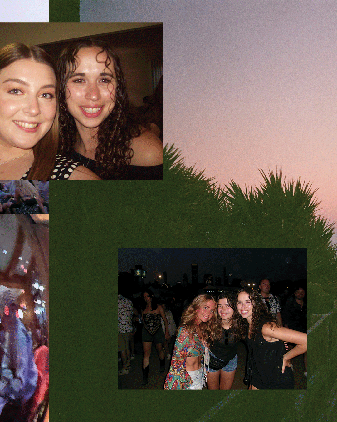 Friends and palm tree collage