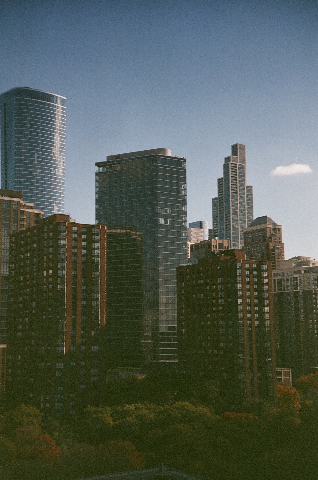 Chicago skyline on film